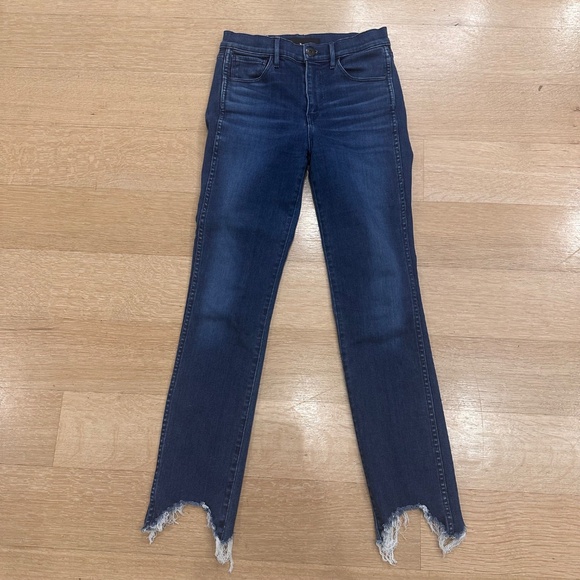 3x1 NYC Eleta 1507 Dark Wash Straight Leg Raw Hem High Waist Jeans Size 25 - Picture 1 of 11
